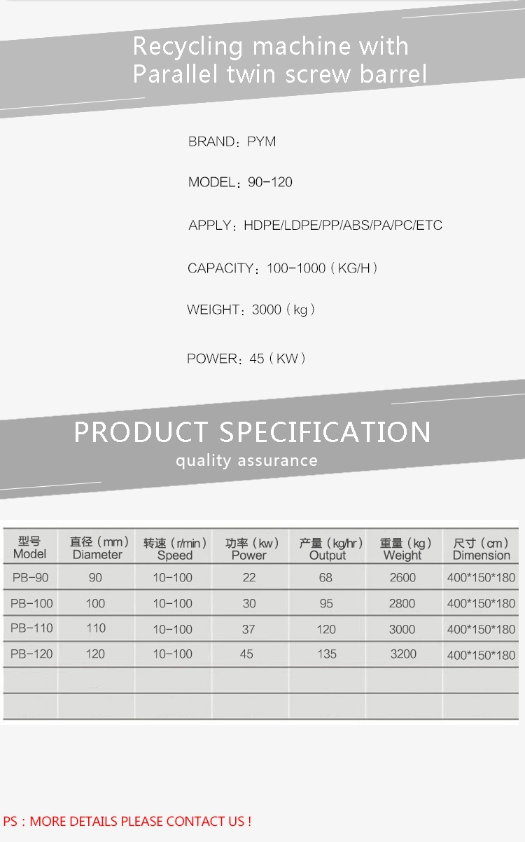 Plastic Recycling Machine for PE/PP/PA/PVC/ABS/PS/PC/EPE/EPS/Pet Washing and Pelletizing Granulating