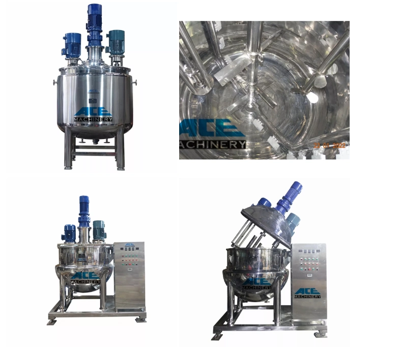 Liquid Emulsifying Homogenizer Tank Electric Steam Heating Mixer Jacketed Stainless Steel Mixing Tank with Agitator